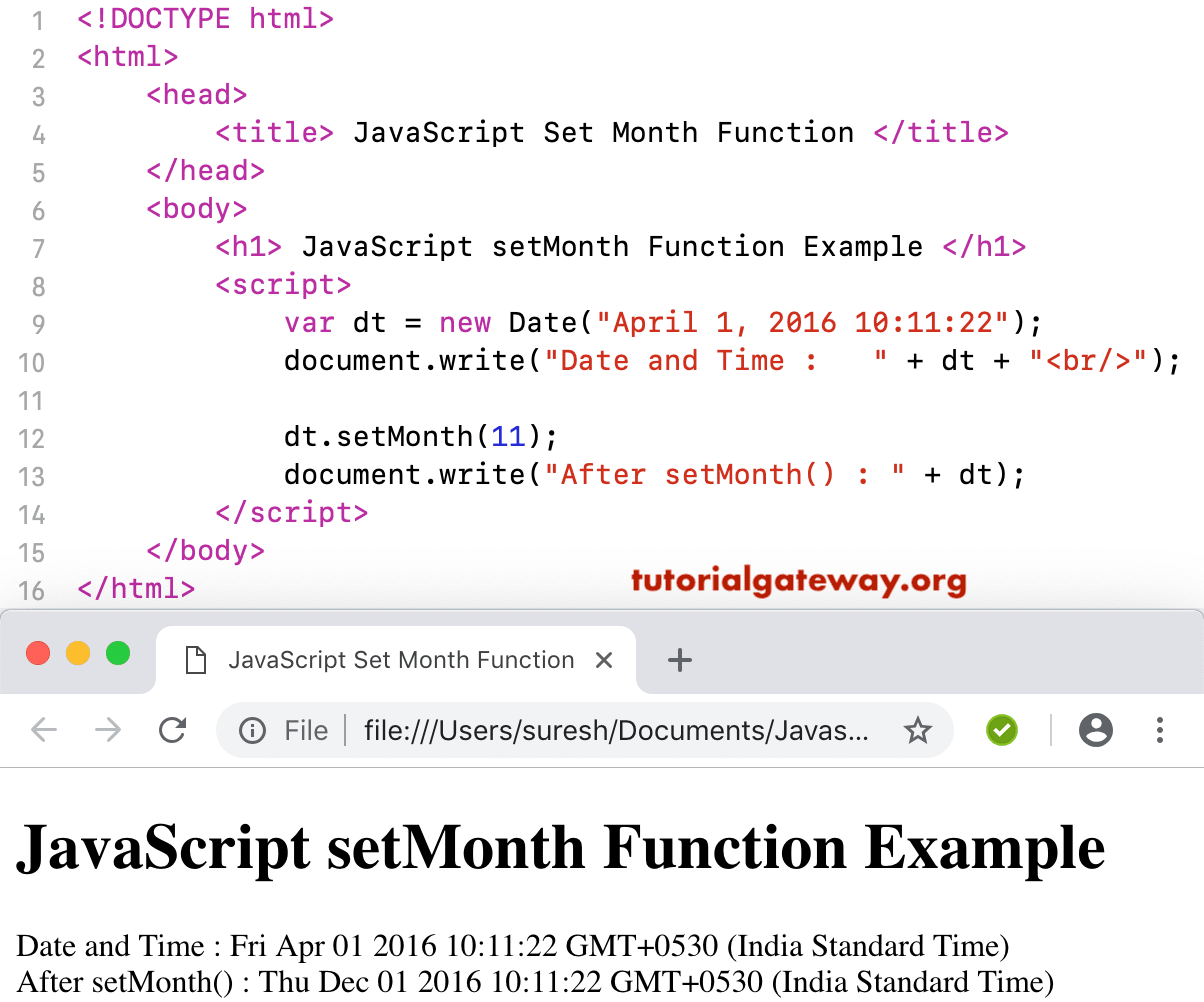 JavaScript setMonth Function 2