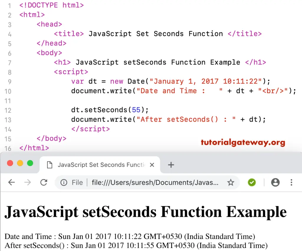 JavaScript setSeconds Function 2
