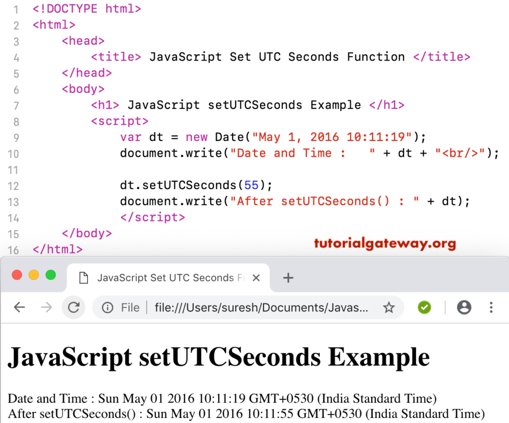 JavaScript setUTCSeconds 2