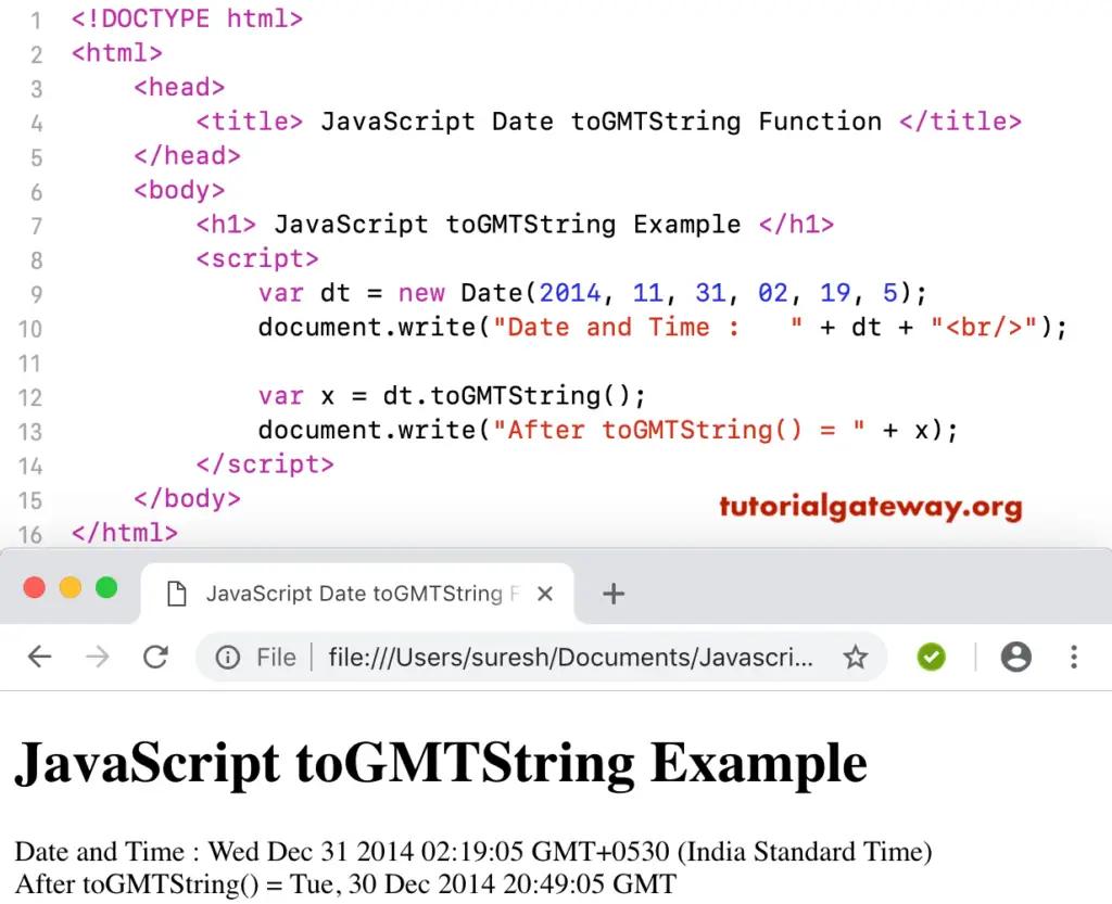 JavaScript toGMTString Function 2