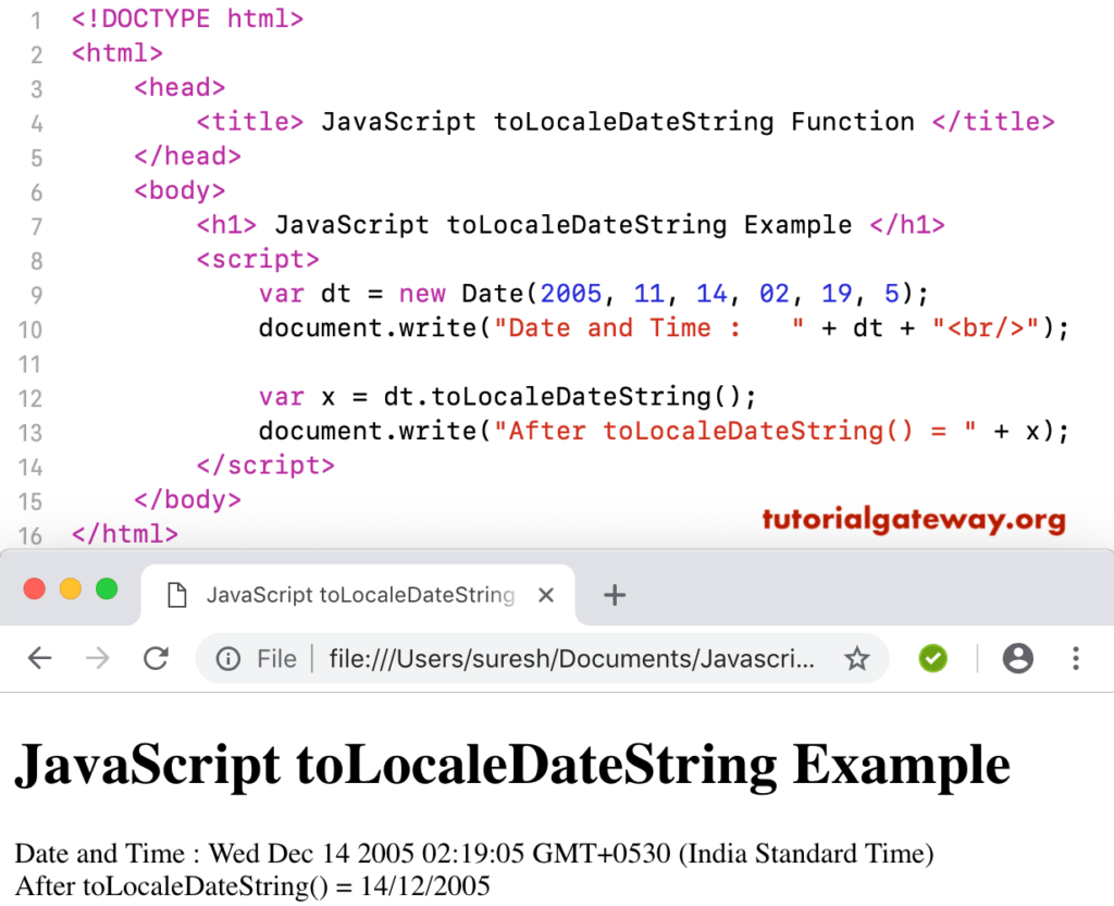 JavaScript toLocaleDateString Example