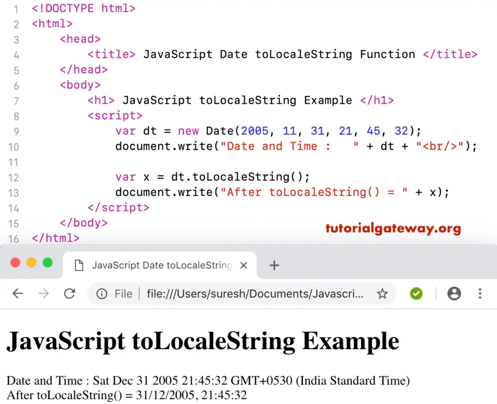 JavaScript toLocaleString Example