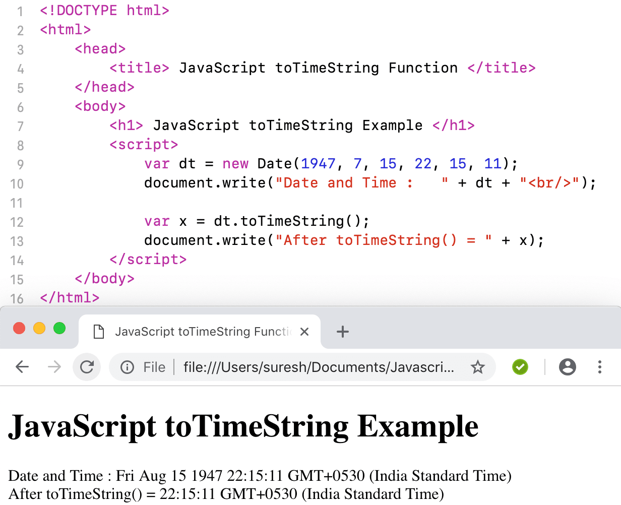 JavaScript toTimeString Function 2