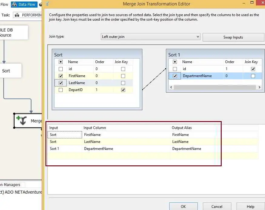 Right Outer Join in ssis Using Merge Join Transformation 11