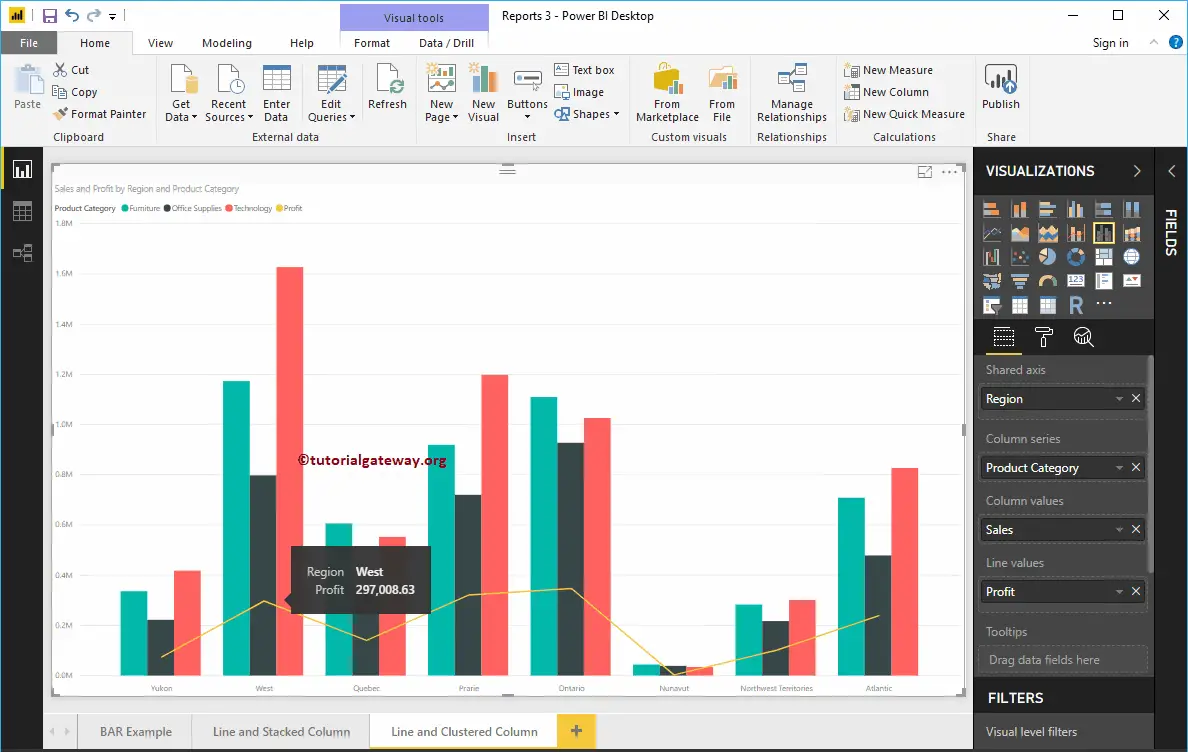 Line and Clustered Column Chart in Power BI 11