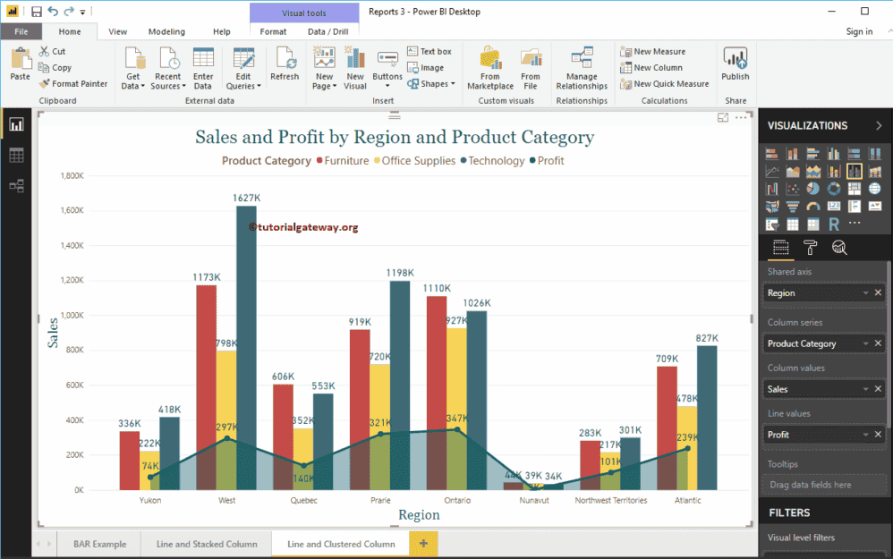 Line and Clustered Column Chart in Power BI 12