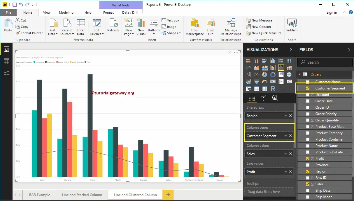 Line and Clustered Column Chart in Power BI 4