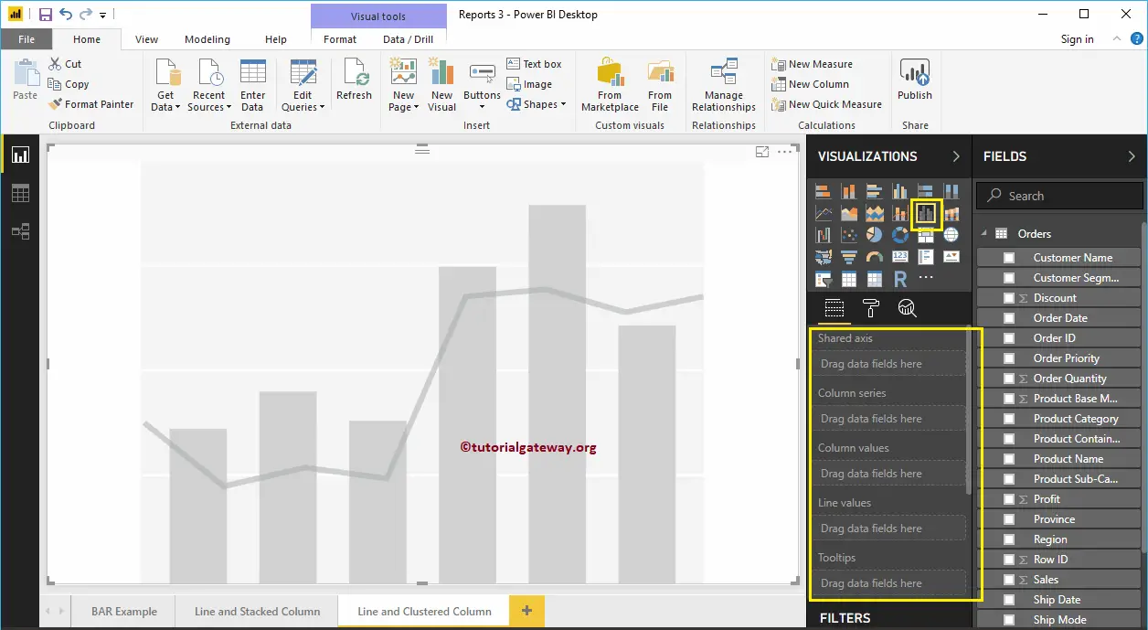 Line and Clustered Column Chart in Power BI 5