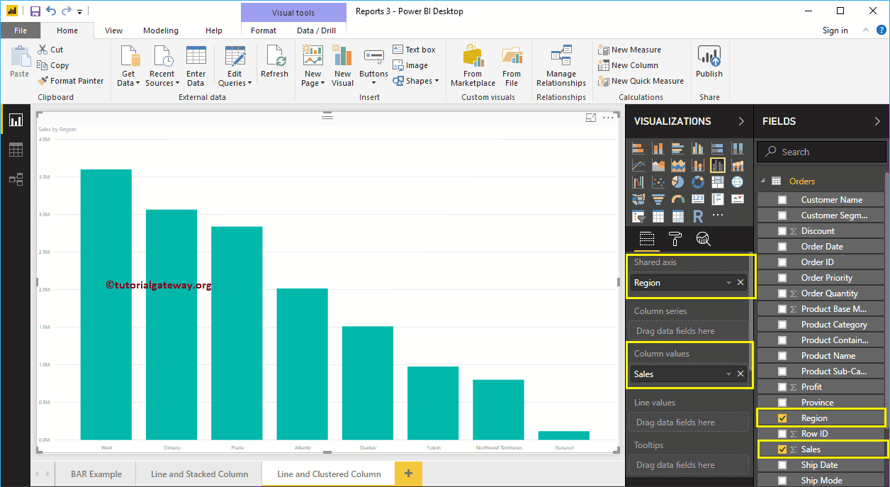 Line and Clustered Column Chart in Power BI 6