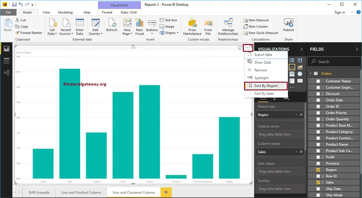 Line and Clustered Column Chart in Power BI 7
