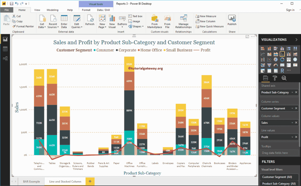 showing the total value in stacked column chart in power bi