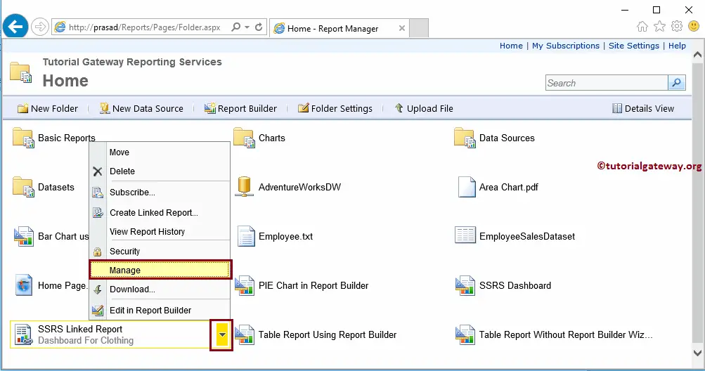 Manage Linked Reports