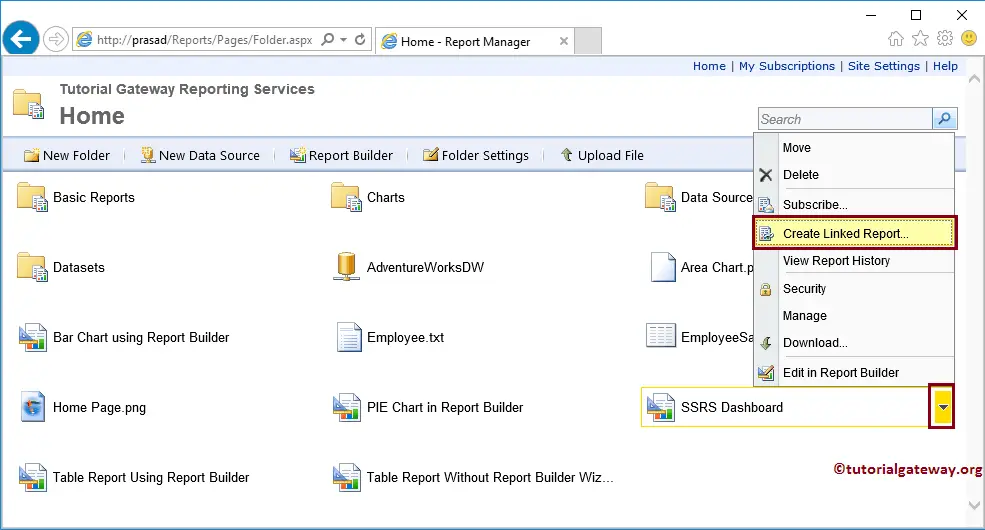 Create Linked Reports