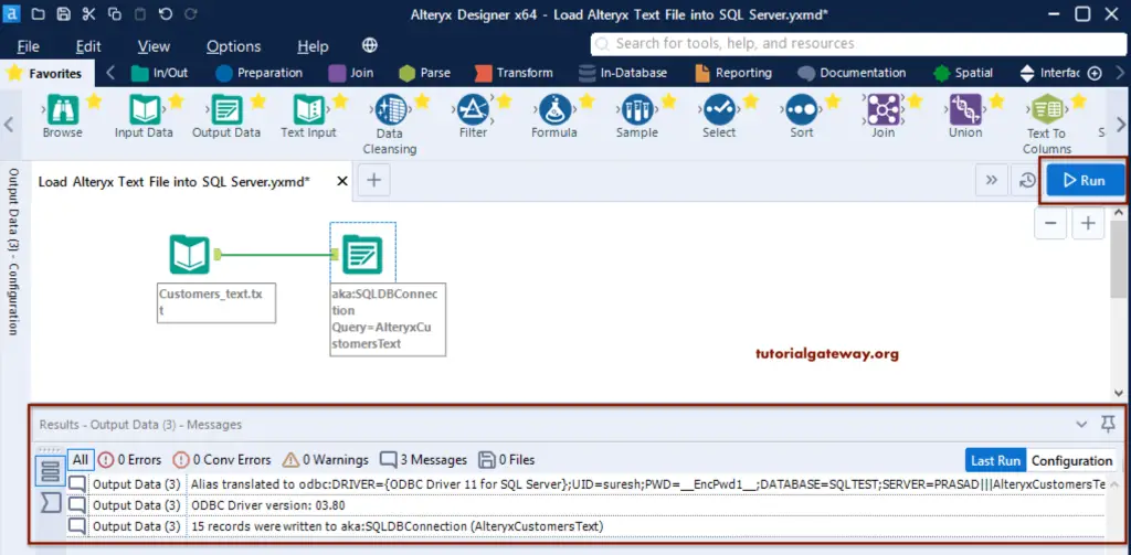 Load Alteryx Text File into SQL Server 13
