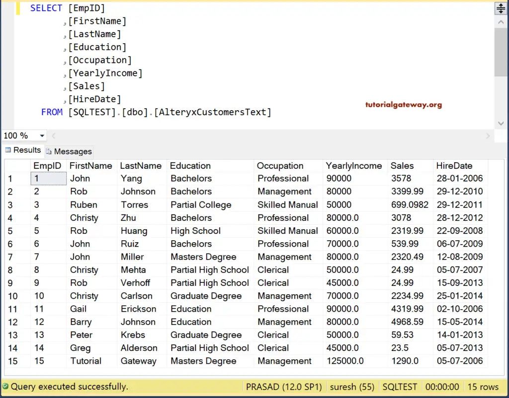 Load Alteryx Text File into SQL Server 14