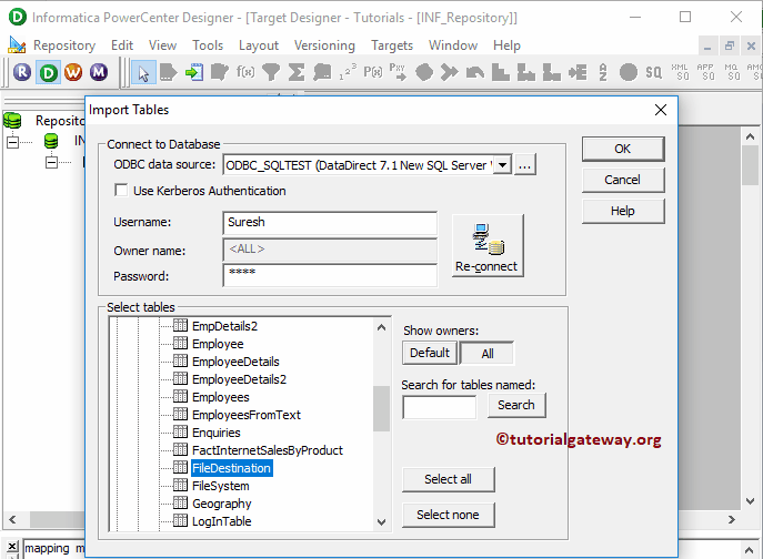 Select Table to Load Data From Text File
