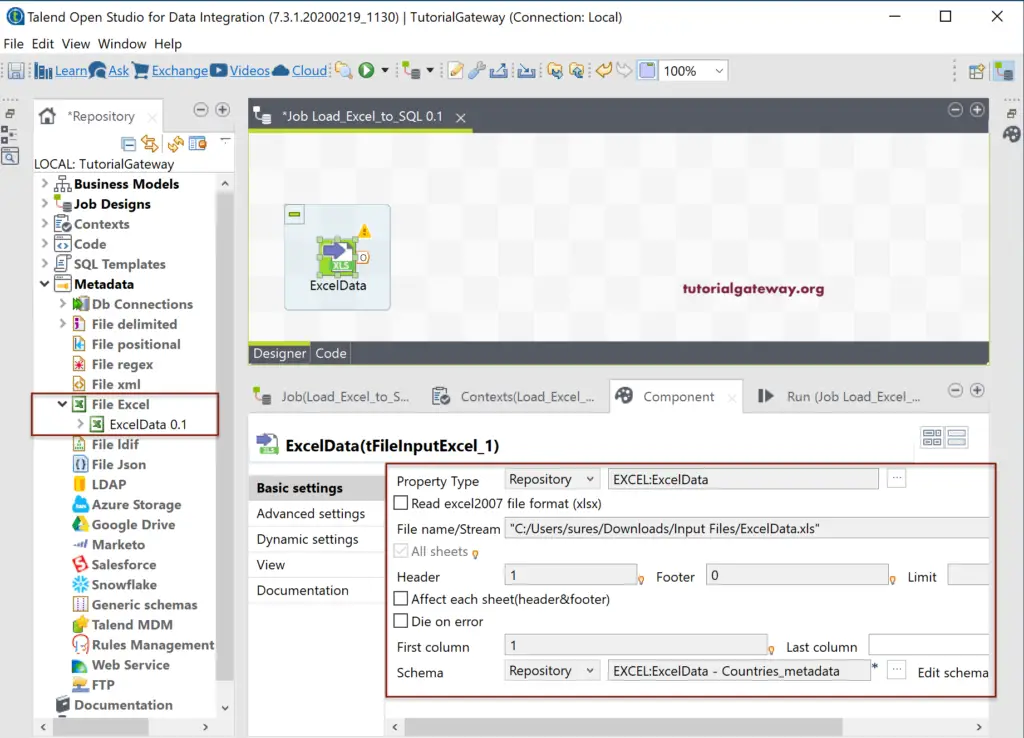 Load Excel Data into Database in Talend 1
