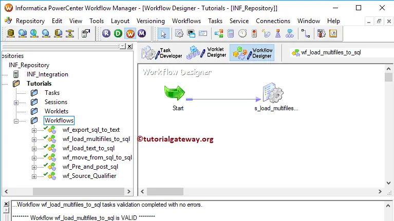 Start Load Multiple Text Files to SQL Server in Informatica Workflow