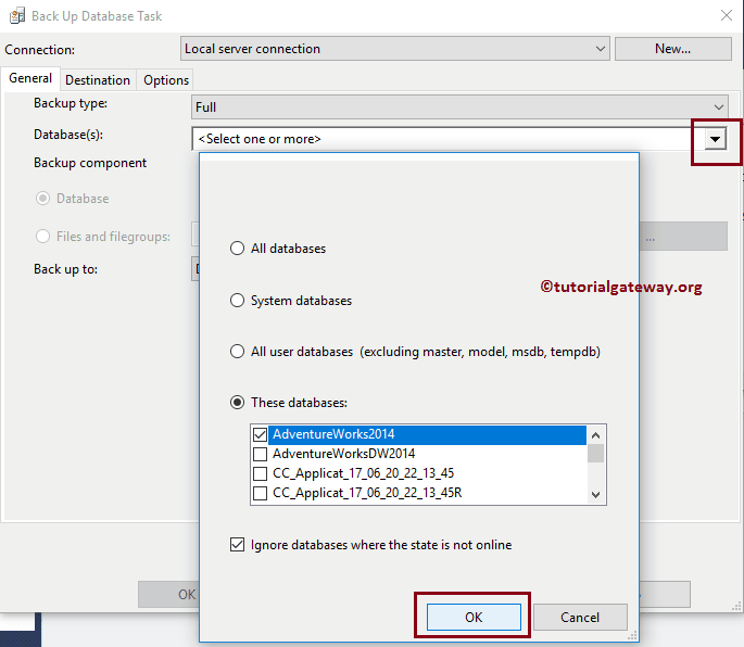 Local Server Connection and Choose the Database 12