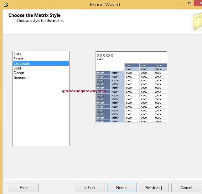 Choose Matrix Style in Report Wizard 3