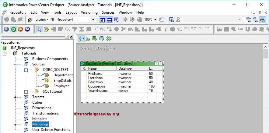 Move Data from SQL Server to another in Informatica Source analyzer 