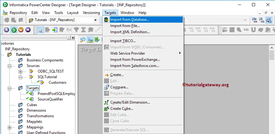Import Target Table from Database
