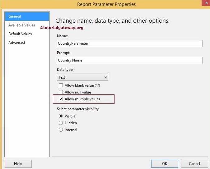 SSRS Multi Value Parameter