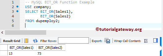 MySQL BIT_OR Function Example 2