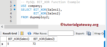MySQL BIT_XOR Function Example 2