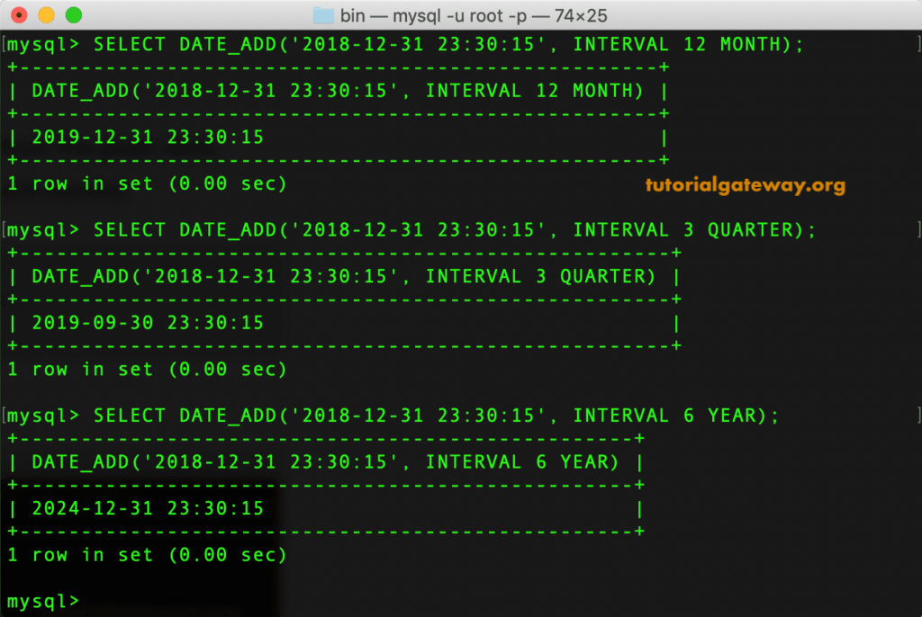 MySQL DATE_ADD Example 3