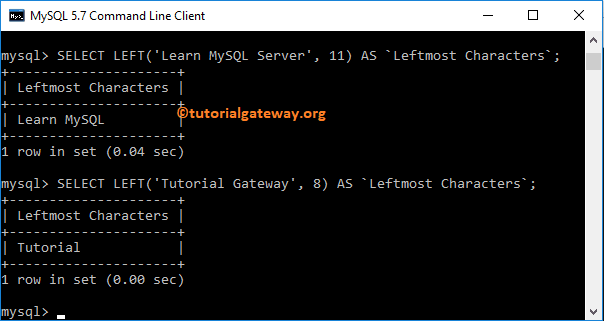 MySQL LEFT Example 1
