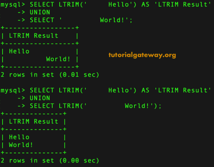 MySQL LTRIM Function