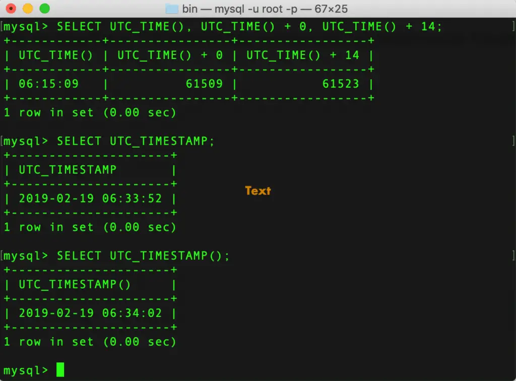 MySQL UTC_TIMESTAMP Function 2