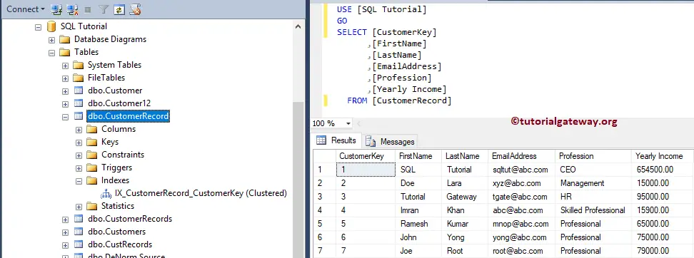 Table Data and Definition in Object Explorer 1