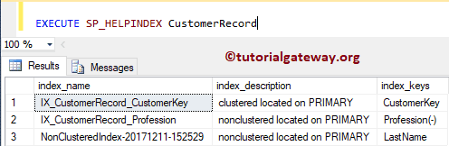 Non Clustered Index in SQL Server 20