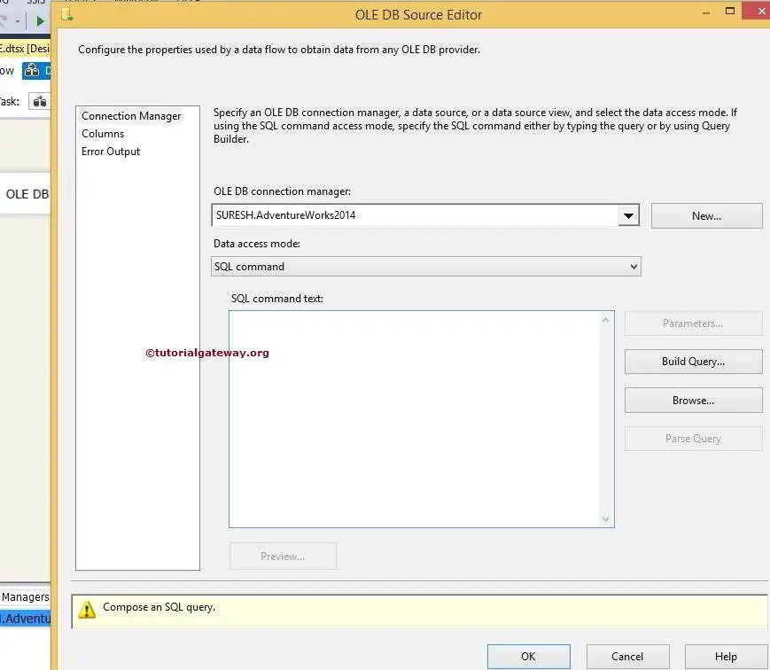 OLE DB Source in SSIS 6