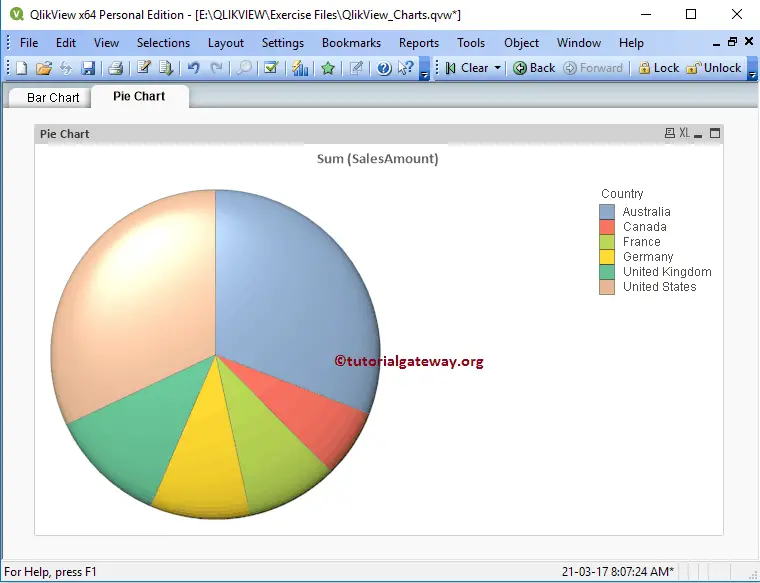 Pie Chart in QlikView 16