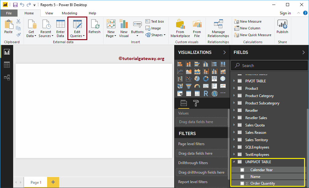 Choose Edit Queries Option in the Desktop 1