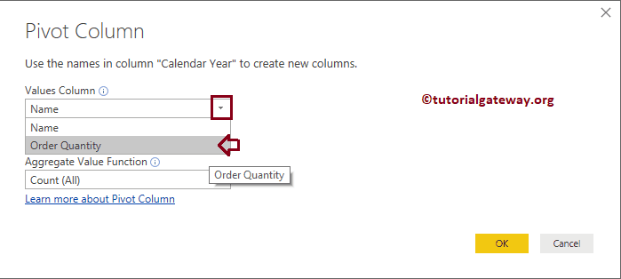 Select the Measure or numeric Column for Power BI Pivot Table 5