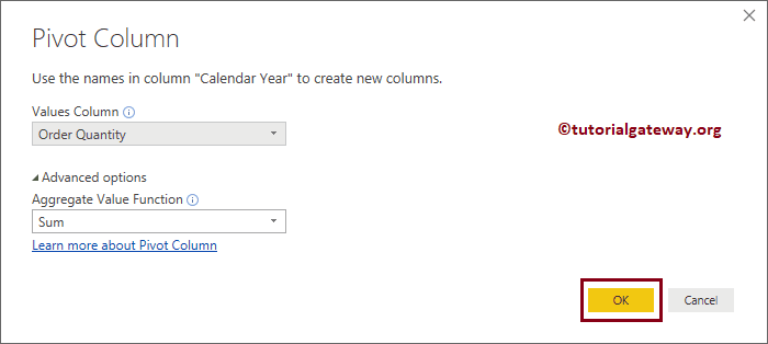 Use Advanced Options and assign aggregate value function sum 9