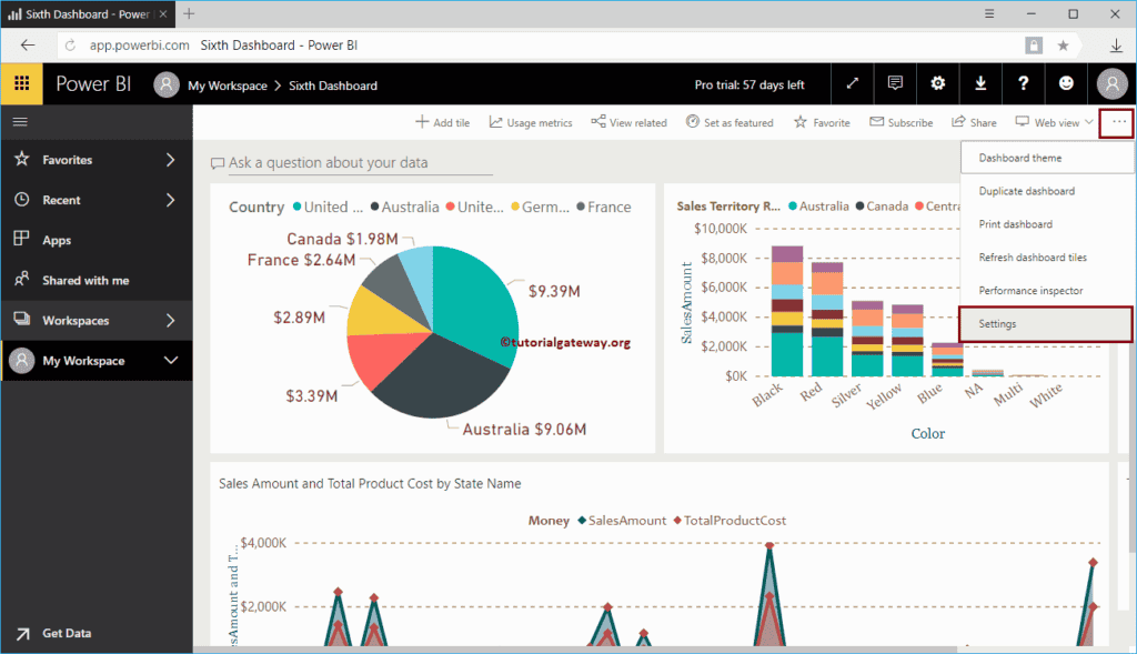 Power BI Dashboard Settings 2