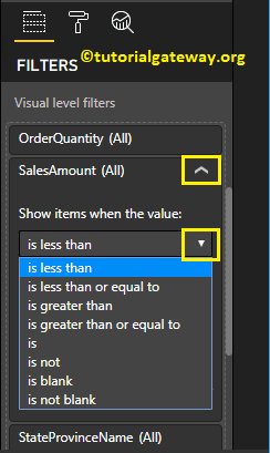 Show Item When the value is less than option 4