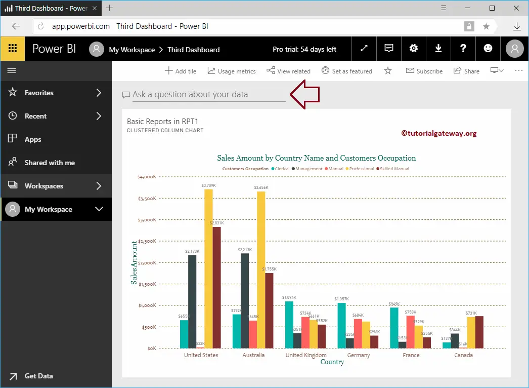 Power BI Q&A to Ask Question about Your Data 3