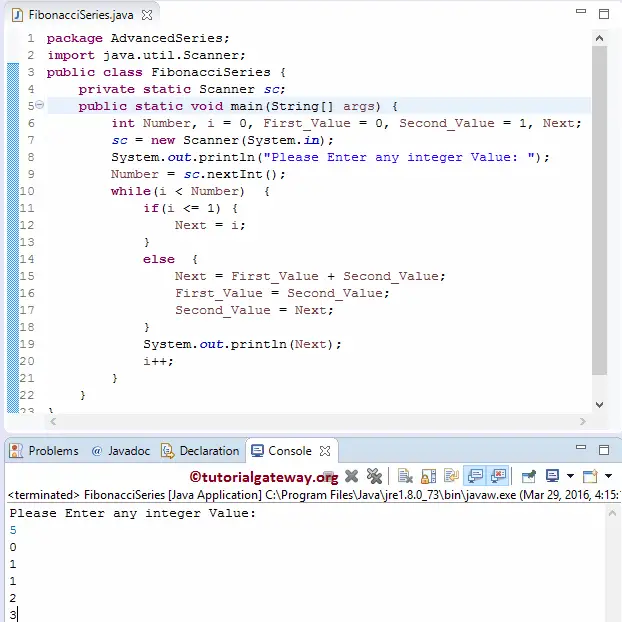Program to Print Fibonacci Series in Java 1