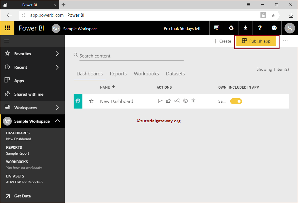 Publish App in Power BI 2