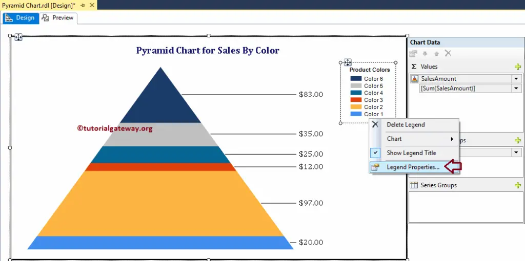 Pyramid Chart Legend Properties 