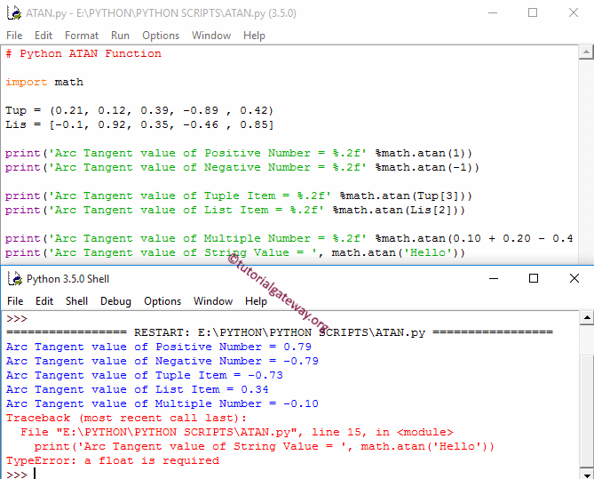 Python ATAN Function Example