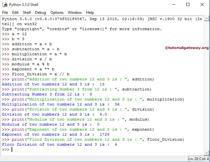 Python Arithmetic Operators 1