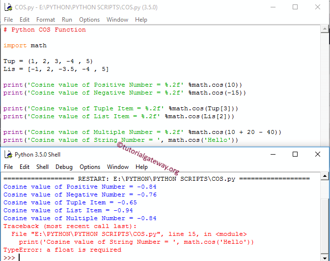 Python COS Function