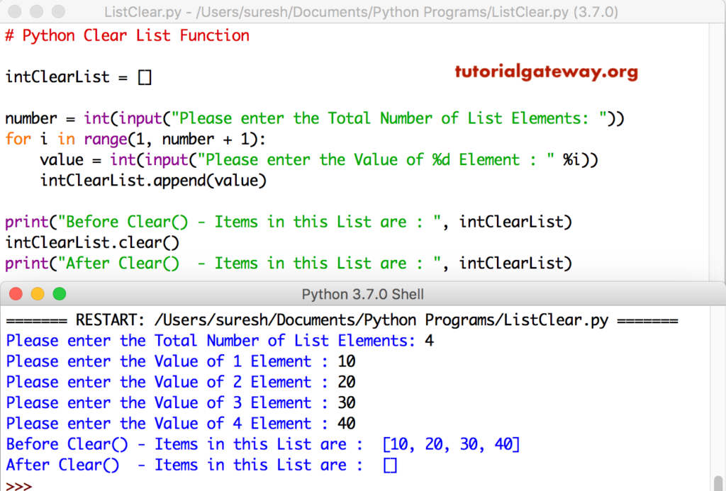 Python Clear List function example 3